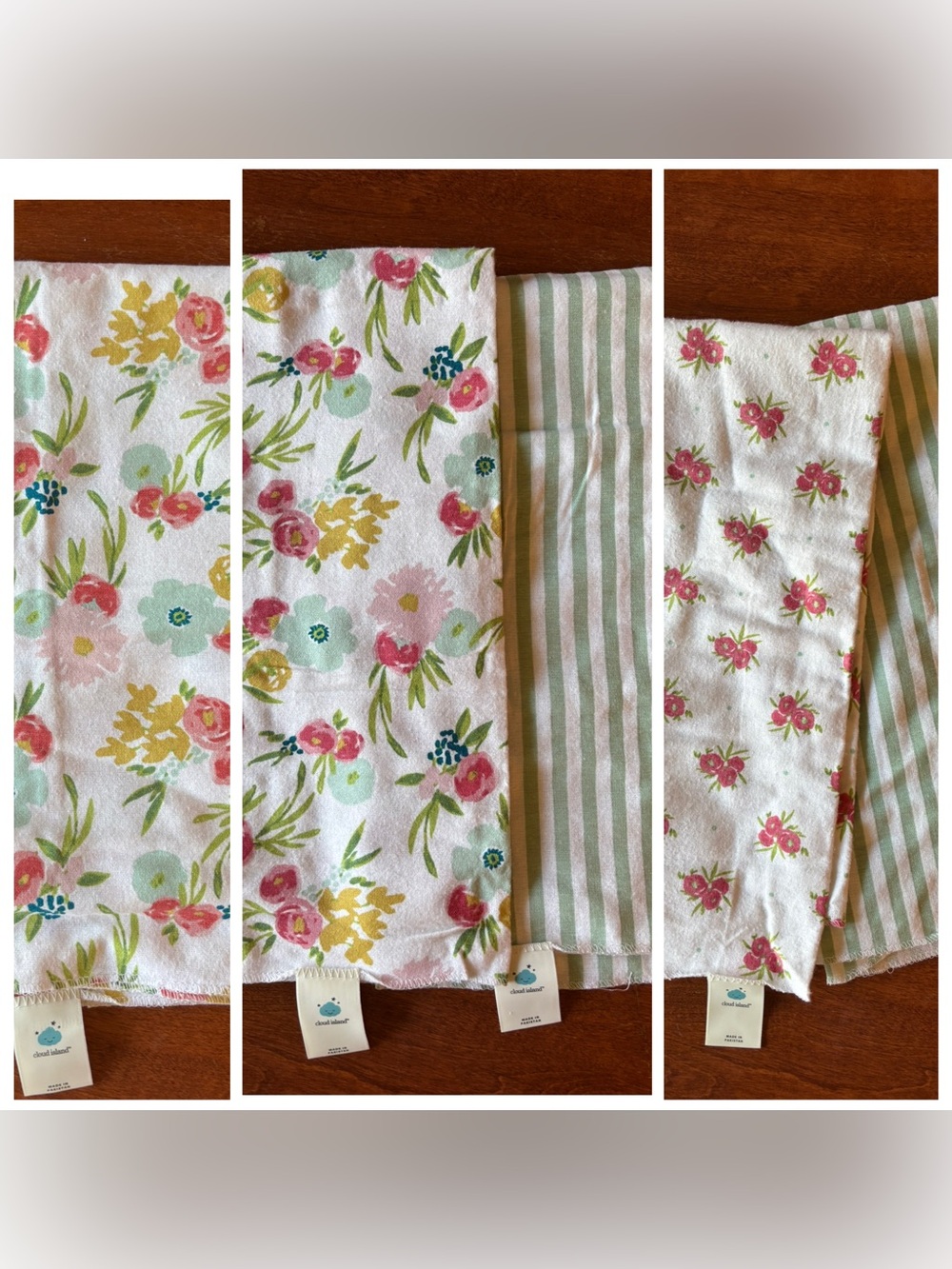 Cloud Island 💯 Cotton Infant Receiving/Swaddling Blankets set of 5.  NWOT